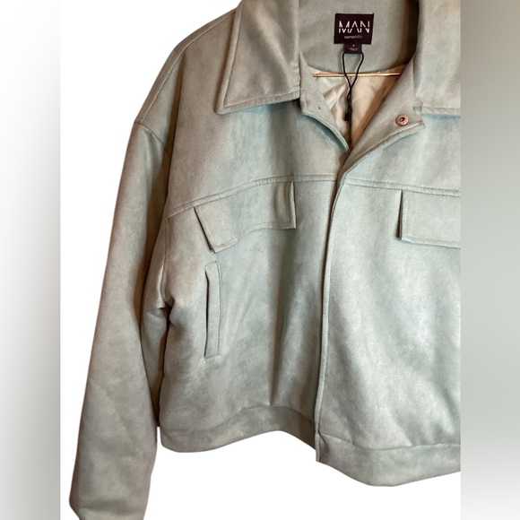 BoohooMAN Boxy Suede Harrington Jacket - Size S - Picture 5 of 7